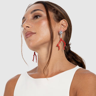 Orecchini Statement con Corallo Autentico, Acquamarine e Diamanti | Don Alfonso Gioielli Capri