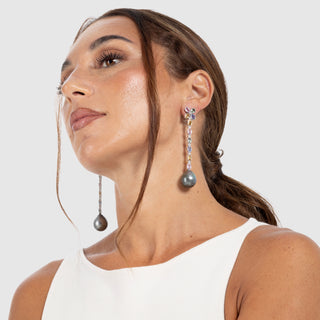 Orecchini Statement con Perle di Tahiti, Zaffiri Multicolor e Diamanti
